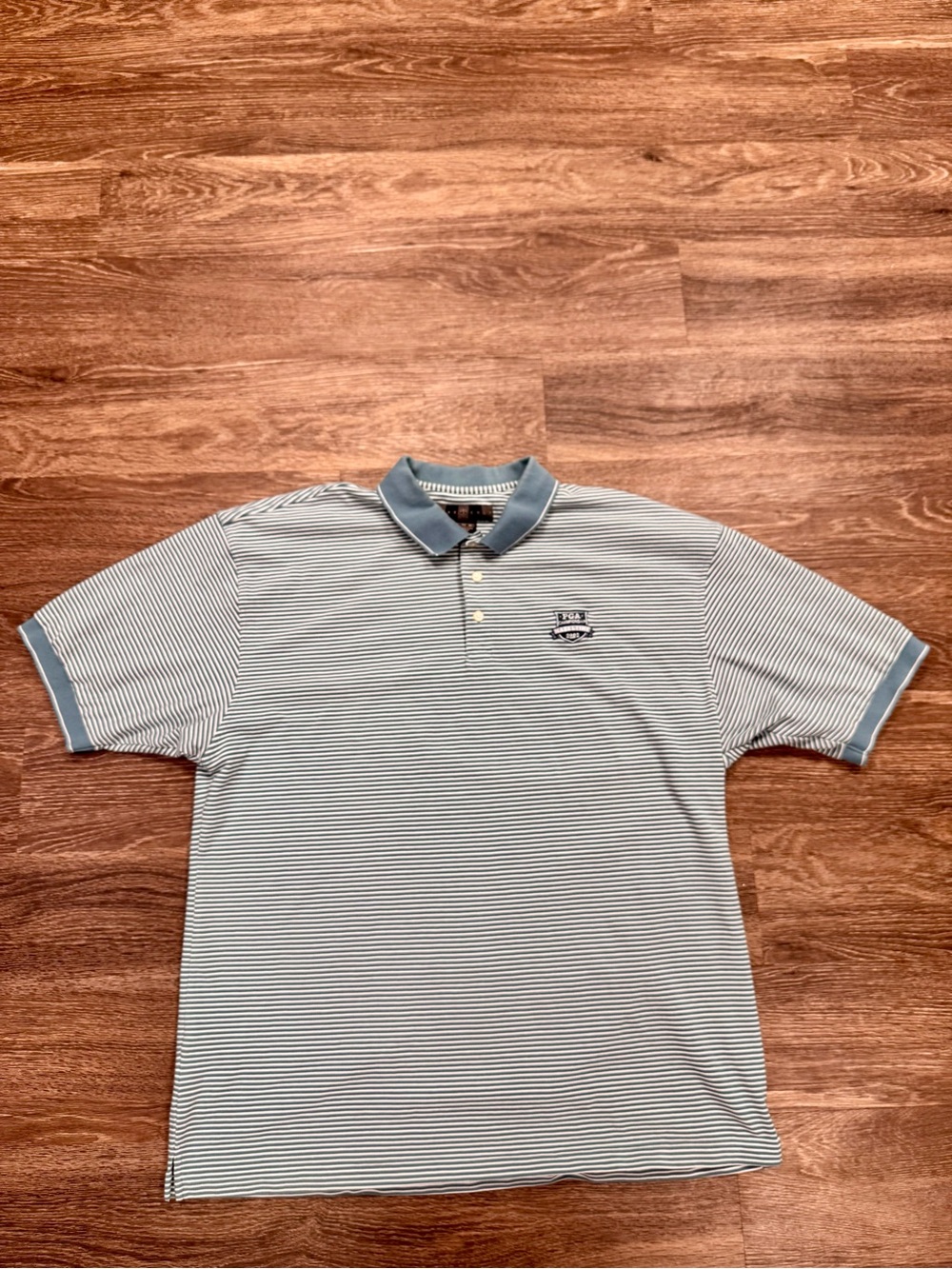 Nike Golf PGA Championship 2002 Hazeltine Striped Polo Shirt XXL Blue